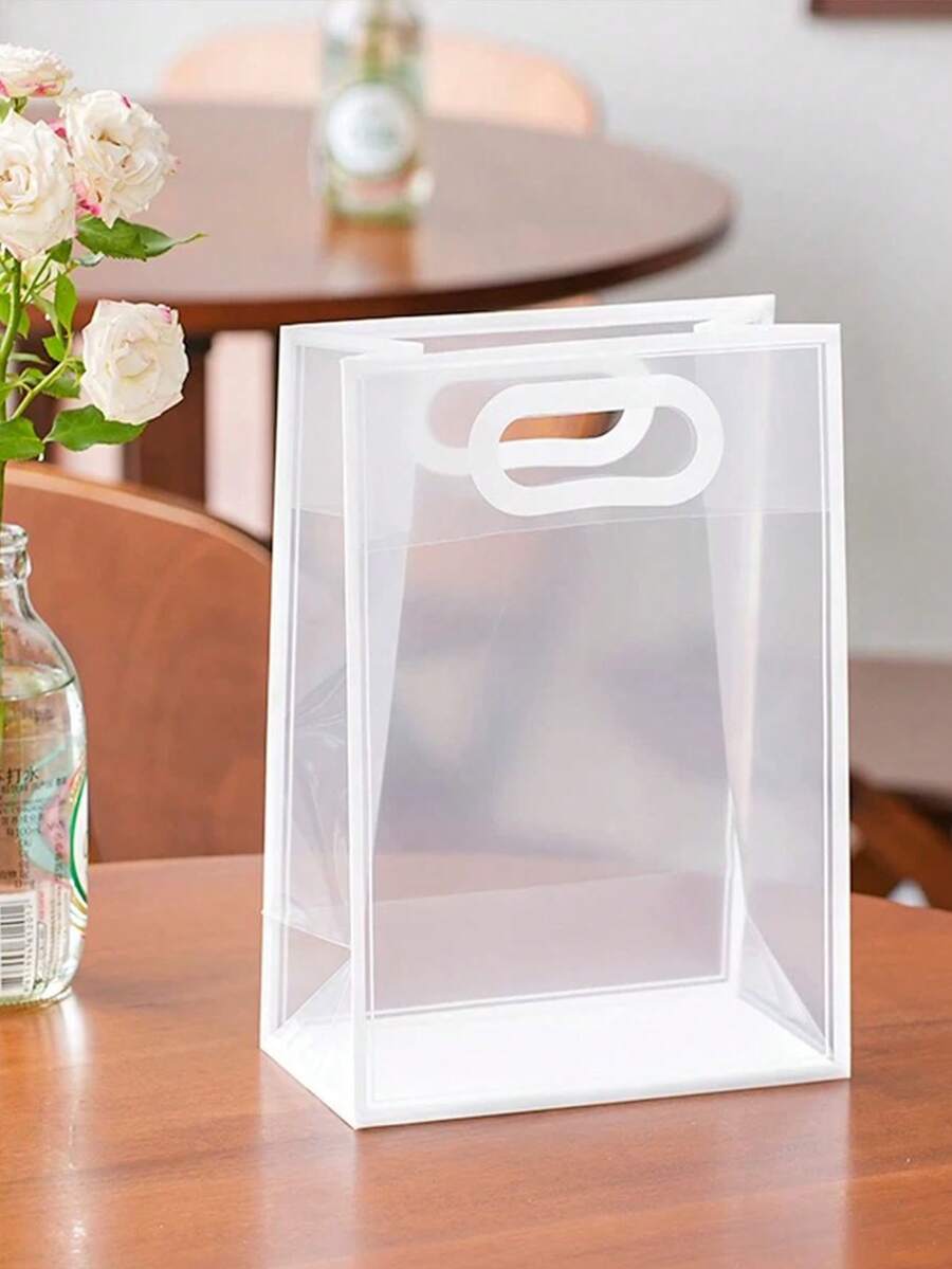 20pcs/10pcs/3pcs/1pc Transparent Gift Bags, (Ribbon Not Included) Minimalist Hollow Handle Design PVC Gift Packaging Bags, Suitable For Parties, Weddings, Birthdays, Shopping, Minimalist Home Decor, Transparent Handle Gift Bags, Transparent Wedding Gift Bags, Group Purchase Gift Bags, Holiday Party Supplies, Easter Gifts, Christmas Gifts, Reusable Transparent PVC Gift Packaging Bags, Ribbon Not Included - Multicolor - View 1