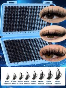 This 512/544/384/200pcs D-Shaped Curly & Fluffy False Eyelashes Set Includes Beginner-Friendly Eyelash Tutorials, DIY Segmented False Lashes For Creating A Dense & Voluminous Look, And Provides Natural, Spiky, Cartoon, And Single-Spike Eyelash Styles, As Well As Eyelash Glue, Setting Powder, Tweezers, And Eyelash Brush. It Can Enlarge The Eyes And Is Reusable. - 藍色 - 查看 8