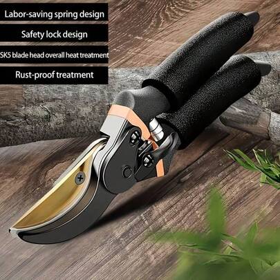 Professional Carbon Steel Pruning Shears, Sharp SK-5 Blade - Comfortable Grip, Durable Tree Branch Trimmer, Suitable For Home Gardening And Floral Arrangement