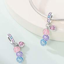 A Silver Plated Safety Chain Butterfly Flower Pendant Suitable For 3mm Original Bracelet Necklace DIY Bead Women's Daily Gift, Birthday Party Holiday Gift - Multicolor - View 3