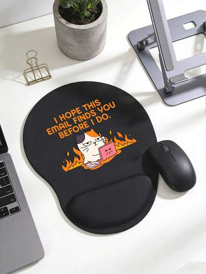 Ergonomic Wrist Support Mouse Pad, I Hope This Email Finds You Before I Do', Cartoon Cat With Flames Laptop Design,Eva Wrist Support Cushion,Non-Slip Memory Foam Mouse Pad,Comfortable Mouse Pad With A Smooth Wrist Support,Comfortable Skin-Friendly Desk Rest,Desktop Protector,Suitable For Gaming, Office,Anti-Slip,Office Computers, Laptops, And Home Use,Graduation Season Souvenir,Perfect Gift For Mother'S Day,Back To School