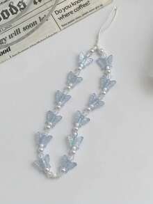 防震蝴蝶 1 件装 炫彩蝴蝶手机挂绳 透明珍珠手机壳挂绳 春季礼物 生日礼物 - 彩色 - 查看 6