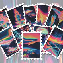 36pcs Rainbow Fluid Illustration Art Sticker Pack | Dynamic Vinyl Stickers With Dreamy Colors And Abstract Design | Suitable For Laptops, Decoration And Gifts | Perfect For Art Lovers And People Seeking Atmosphere - Rectangle - View 2