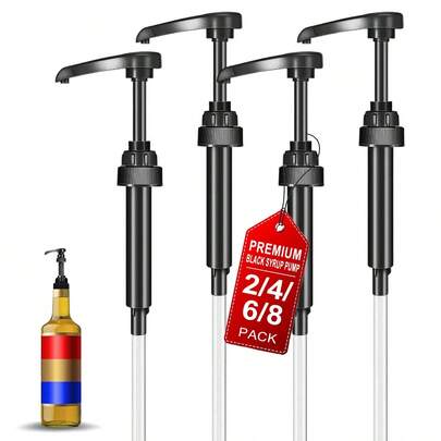 2/4/6/8pcs Coffee Syrup Pumps, Plastic Syrup Dispenser Pump Suitable For 750ml/25.4oz Syrup Bottles, For Coffee Syrup, Caramel, Tea, Slushie, Cooking Sauce Syrup Bottles (Black)