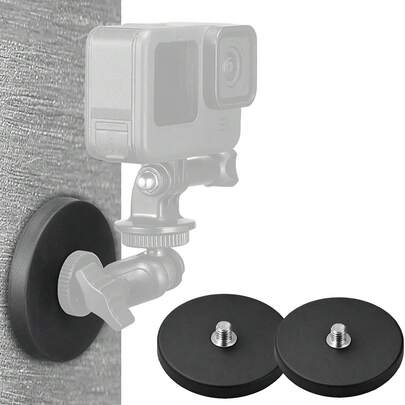 1pc Or 2pcs Strong Magnetic Camera Mount With 1/4" Thread, Suitable For Action Cameras, Phones, Lights And Monitors, Compatible With Insta360 GO 3 Accessories, For Car, Boat And Outdoor Shooting