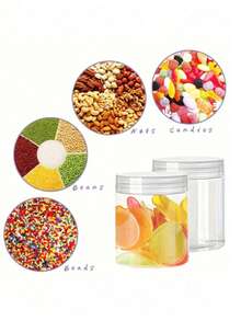 3pcs Transparent Plastic Jars With Lids, Round Containers Suitable For Slime Storage, DIY Craft Storage, Jewelry Sample Accessory Storage - Clear - View 5