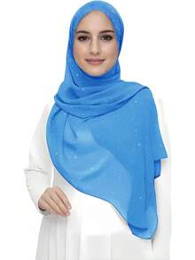 Sparkle Shimmer Gold Glitter Women's Chiffon Hijab Head Scarf Shawl Wrap Lightweight - 深栗色 - 查看 2