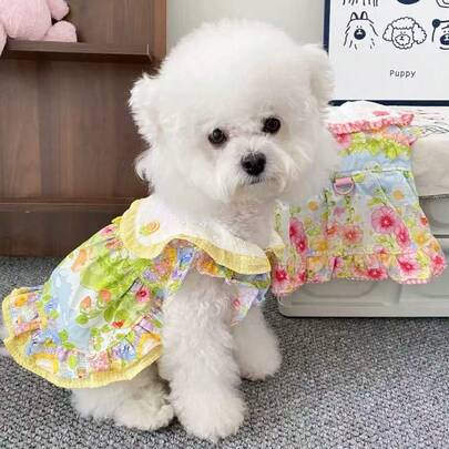 猫狗可爱碎花连衣裙，透气凉爽，春夏宠物服装