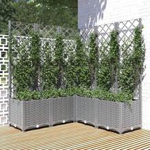 vidaXL Plant Pot With Trellis, Flower Pot, Planter Box, Flower Box, Climbing Aid, Trellis, Garden Trellis, Grey, 80x40x136cm, PP - Grey - View 15