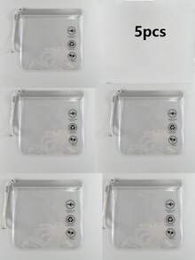 1/2/5pcs Airplane Liquid Zipper Bags, 20 X 20cm, 1L, TSA Approved, Carry-On Travel, Waterproof, With Handle, Transparent Black - Multicolor - View 13