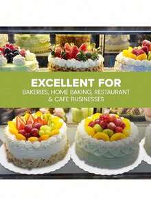 5pcs White & Gold Round Cake Boards, 8/10/12 Inch Paper Cake Bases, Waterproof & Grease-Proof Cake Boards, Suitable For Mother's Day Cake DIY, Desserts And Craft Display - View 4