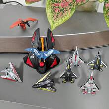 Juego de avión de catapulta para niños, lanzador negro + 6 aviones + 2 dinosaurios, juguete interactivo para exteriores, adecuado como regalo de cumpleaños para niños - Negro - Ver 11