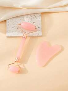 2件套面部按摩刮痧工具：包含1个双头按摩滚轮和1个心形刮痧板。有助于减轻面部浮肿，滋养敏感肌肤，展现自然光泽。 - 查看 8