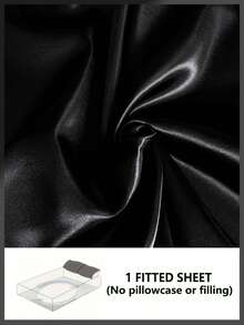 1件装奢华缎面床单，丝滑柔软，90克超细纤维，柔软亲肤，低致敏性，透气性佳，可机洗，抗皱防褪色，活力印花，聚酯纤维材质，耐用面料，家居床上用品 - 黑色 - 查看 6