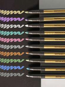 10 Colors Waterproof Oil-Based Paint Marker Pens, Permanent Quick-Drying Neutral Tip, Suitable For Metal, Wood, Fabric, Plastic, Rock Painting, Stone, Mugs, Canvas, Glass And More, Back To School - Sets - View 6
