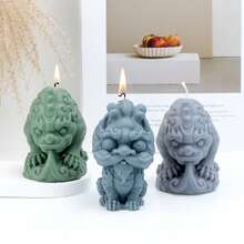 3D麒麟貔貅硅胶蜡烛模具 - 耐用易脱模,不粘,可重复使用,中国吉祥兽造型模具,适用于DIY工艺品、肥皂、树脂、石膏、粘土、风水家居装饰 - Pixiu Mold-91319 - 查看 11