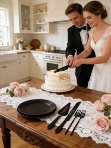 Personalized Wedding Cake Cutting Set (Engraved): Stainless Steel Knife, Serving Spoon, Fork, Cake Cutting Tool Set, Dessert Cutting Utensil Set, Wedding Cake Set, Wedding Gift, Anniversary Gift, Bridal Shower Gift, Reception - Multicolor - View 10