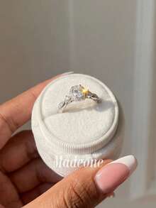 MADEONE 1件奢華復古鋯石羅馬蛋形戒指，女款日常多用途風格，適合舞會派對裝飾 - 銀色 - 查看 4