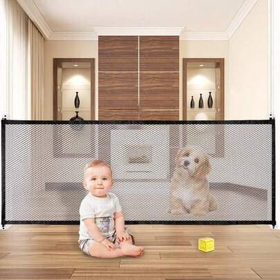 Barrera Para Perros, 110x72cm Valla De Malla Plegable Para Mascotas Escalera Para Gatos Con Fuertes Ganchos Adhesivos De, Regalo Para Gatitos PequeñOs, Cachorros O BebéS (110*72cm)