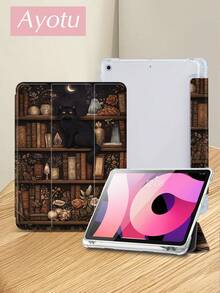 Ayotu 1pc Shelf And The Black Cat Tablet Case & Kindle E-Book Case Compatible With 10th Generation, 11/Air 4th/Air 7th/9.7 Inches, Compatible With Samsung Galaxy Tab A9 Plus, Kindle (11th Generation-2024 Release)(6 Inch), Kindle Paperwhite 12th Gen 2024, Great Holiday Gift, Stylish And Simple Pattern. - Multicolor - View 6