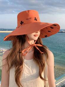 1pc New Four-Leaf Clover Shaped Wide Brim Sun Hat, Reversible Summer Casual Party UV Protection Polyester Sun Hat, Suitable For Women - Multicolor - View 12