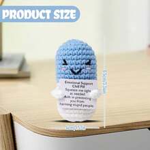 1pc Handmade Crochet Blue Pill Shaped Ornament With Inspiring Card, Suitable As Memorabilia For Nurses, Doctors, Pharmacists, Registered Nurses, Practicing Nurses, Office Workers And More - Multicolor - View 2
