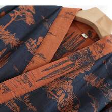 Áo choàng dài tay nam, chất liệu vải jacquard cotton mềm mại, cạp chun rộng, kiểu dáng Trung Quốc, nhẹ nhàng, thích hợp cho mùa xuân và mùa hè. - Bụi tím - Xem 3