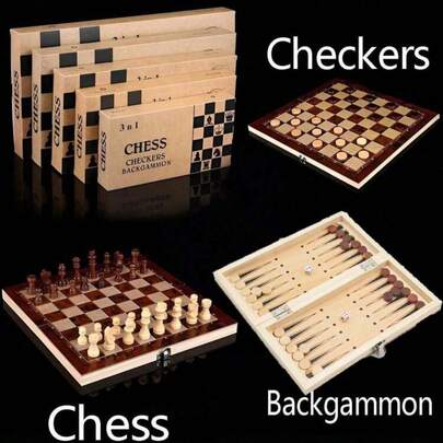 3-In-1 24/29/34/39/44/49cm Multi-Size Solid Wood Chess Pieces With Flocked Non-Slip Durable Base, Competitive Multi-Functional High-End Wooden International Chess Standard Tournament Edition Tabletop Game, Foldable