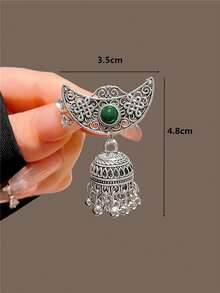 1pc Bell Tassel Hair Clip, Retro Side Bangs Hairpin, Chinese Hanfu Hair Accessory - Multicolor - View 4