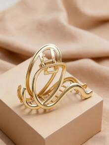 1pc Fashionable Letter Q Geometric Pattern Smooth Alloy Hair Claw - Gold - View 6