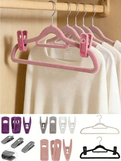 1/3/10 قطعة شماعات مخملية مخملية رقيقة جدًا وموفرة للمساحة، مانعة للانزلاق، قابلة للفصل، ثقيلة الوزن، مقاومة للخدش، بدون تشوه للكتف، بدون طيات، خطاف قوي، قماش مخملي فاخر، منظم خزانة احترافي للملابس النسائية، التنانير، البنطلونات، الفساتين، الجلابيب، البلوزات والملابس الرقيقة | شماعات مخملية ذات لون أنيق وأنيق بسيط مع سطح مخملي مانع للانزلاق