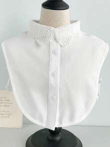 女士白色蕾丝边假领 - 白色 - 查看 6