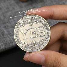 4cm Double-Sided Challenge Coin, Decision Coin Divination - Double-Sided Badge Collectible Souvenir With Floral Pattern Lucky Coin, Perfect Gift, Stress Relief Toy, Birthday Gift, Coins (Gold, Silver, Retro) - Multicolor - View 6