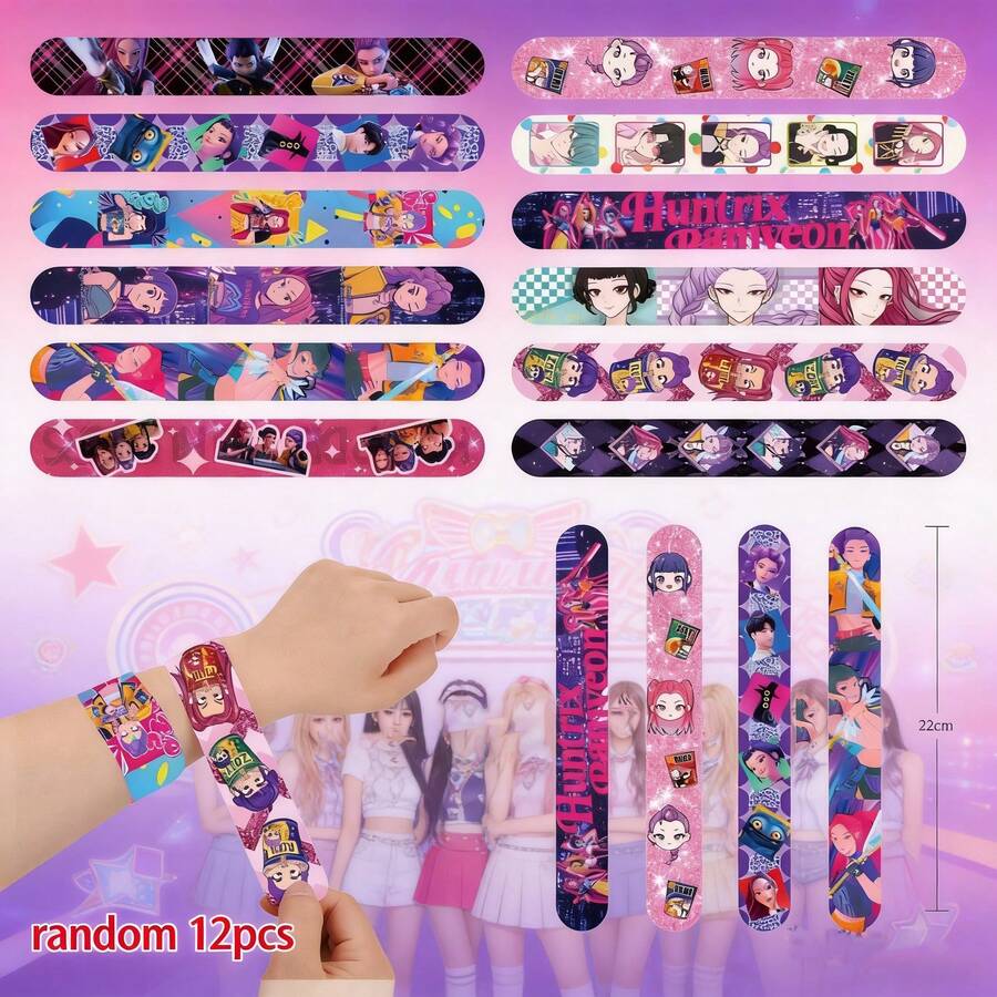 Bộ 12 vòng tay kiểu hoạt hình, vòng tay thiết kế nhân vật anime, đồ trang trí tiệc và phụ kiện chụp ảnh, quà tặng cho Giáng sinh, Ngày lễ tình nhân, Lễ Phục sinh và các ngày lễ khác. - Nhiều màu - Xem 1