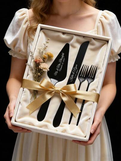 Juego personalizado para cortar pastel de bodas (grabado): cuchillo de acero inoxidable, cuchara para servir, tenedor, juego de herramientas para cortar pastel, juego de utensilios para cortar postre, juego para pastel de bodas, regalo de boda, regalo de aniversario, regalo para despedida de soltera, recepción.