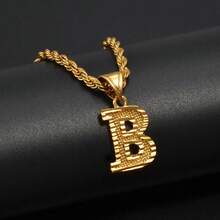 Collares con letras A-Z para mujeres y hombres, colgante con inicial bañado en oro, cadena de cuerda, joyería de letras del alfabeto en inglés, africana - Amarillo Oro - Ver 38