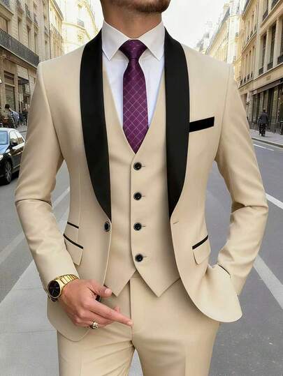 3 قطع طقم بدلة رجالية: جاكيت + صدرية + بنطلون، موضة وجودة عالية، مناسب للأعراس والحفلات أو المناسبات الرسمية