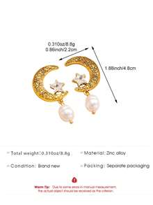 1 Đôi bông tai hình mặt trời, mặt trăng và mặt cười kiểu cổ điển, phụ kiện độc đáo dành cho nữ. - màu vàng cổ xưa - Xem 7