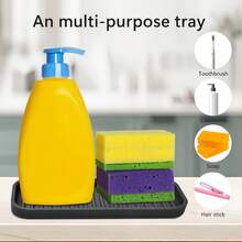 2pcs Silicone Sponge Holder Rack Set, Suitable For Kitchen Sink, Bathroom Cabinet, Countertop Tray, Soap Dispenser Holder - Multicolor - View 8