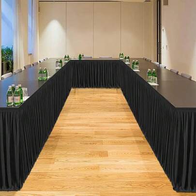 1 قطعة تنورة طاولة شفافة أنيقة، مناسبة للطاولات الطويلة أو المستديرة، قابلة للفصل بخطاف وحلقة، مثالية للأعراس وأعياد الميلاد وعرض الكعك والحلويات، مصنوعة يدويًا