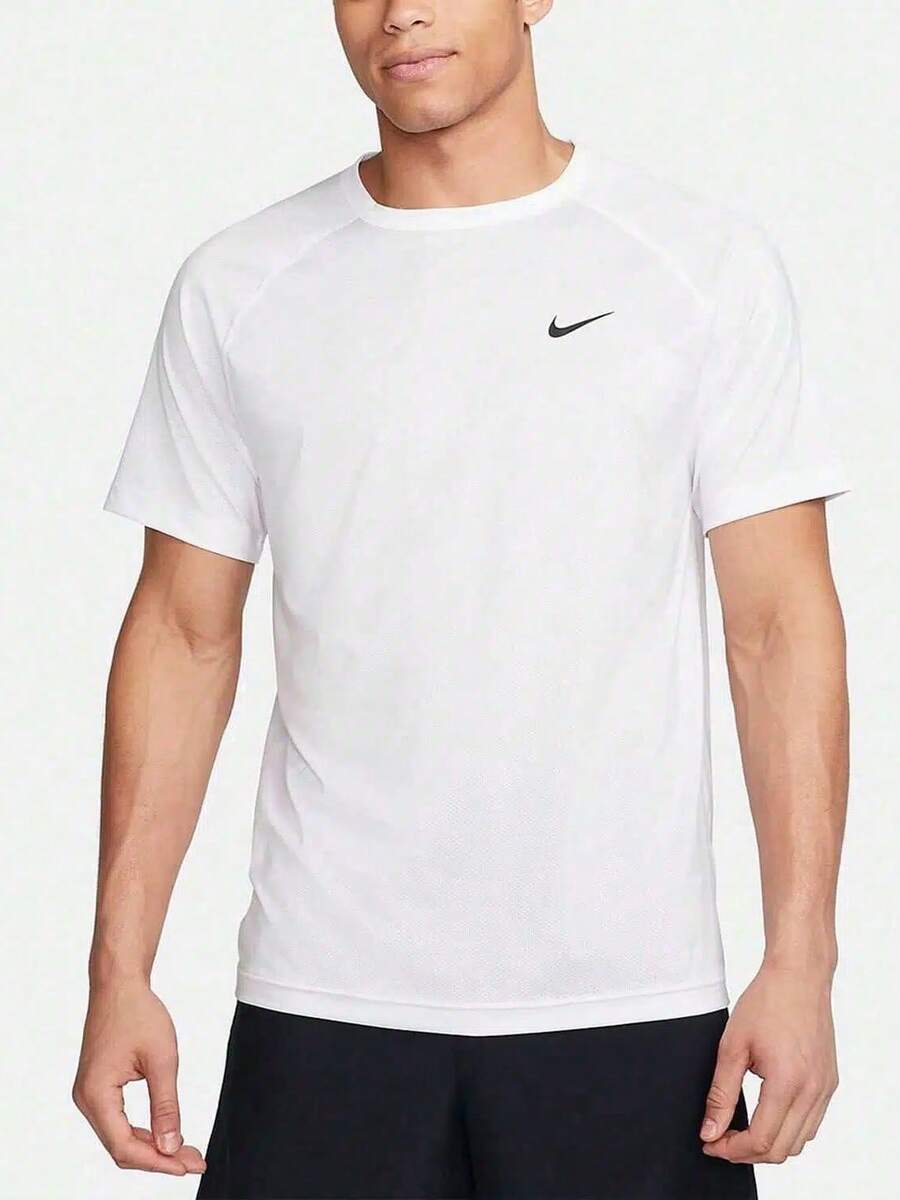 Nike Dri-Fit Ready Solid Breathable Training Short Sleeve T-Shirt, White, Men - 白色 - 查看 1
