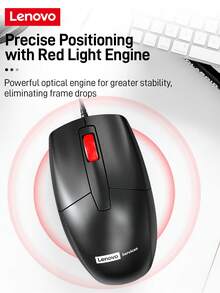 Chuột có dây USB Lenovo M01, độ phân giải 1000 DPI, chuột máy tính công thái học dành cho laptop, PC, văn phòng và chơi game. - màu đen - Xem 4