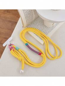 1条棉绳单面编织创意手机挂绳，多功能编织带，适用于包包、相机、手机 - 彩色 - 查看 12