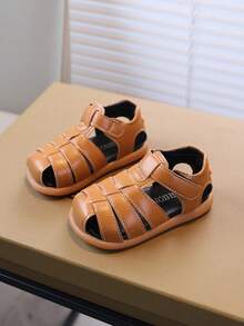 2026 Summer New Woven Non-Slip Soft Bottom Toddler Sandals, Breathable Baby Beach Shoes For Boys & Girls - Brown - View 1