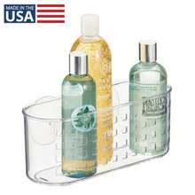interDesign Basic Cesta para Ducha Estante de baño de plástico con Ventosa para Colocar sin Taladro Transparente - claro - Ver 2