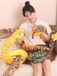 长蛇手偶，逼真毛绒蛇偶，嘴巴可动，柔软蟒蛇毛绒抱枕，男女皆宜礼物 - 彩色 - 查看 11