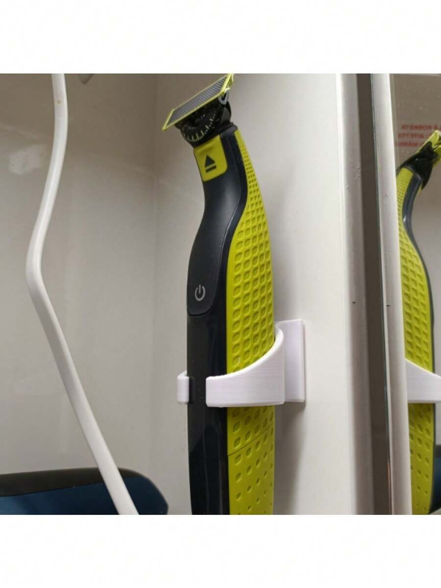 剃须刀支架（安装需使用双面胶），OneBlade WallDo 塑料剃须刀架，节省空间，适用于手动剃须刀、胡须修剪器（浴室、淋浴间） - 安装简便 - 查看 1