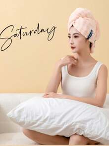 1pc Coral Fleece Thick Super Absorbent Hair Drying Towel, Minimalist Solid Color Hair Turban, Suitable For Long & Short Hair - Multicolor - View 4