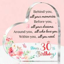1pc Acrylic "Happy 60th Birthday" Plaque, Inspirational 60th Birthday Gift, Heart-Shaped Acrylic Desktop Decor For Daughter Or Son, Perfect For 60th Birthday Anniversary Party Decoration - Multicolor - View 10