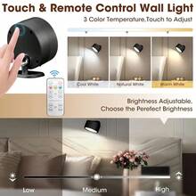 1/2pcs Rechargeable Dimmable Magnetic Wall Lamp With Remote Control, 360° Rotatable Wall Sconce Suitable For Bedroom - Multicolor - View 7